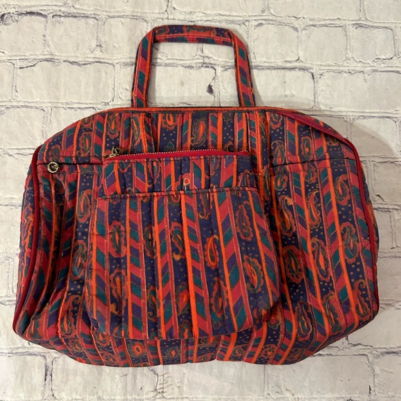 VINTAGE GLORIA VANDERBILT COSMETIC CASE FOR ACCESSORY STREET PAISLEY PATTERN - Picture 7 of 11